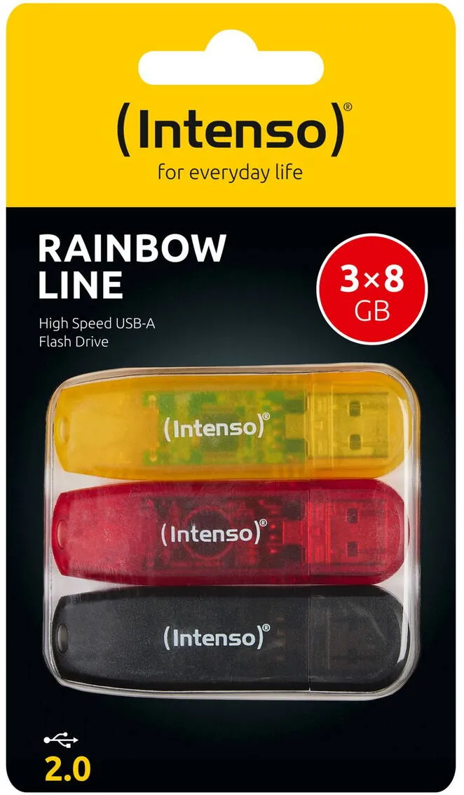 Memorie USB Intenso Rainbow Line 8GB 2.0 Multipack x3 bunt