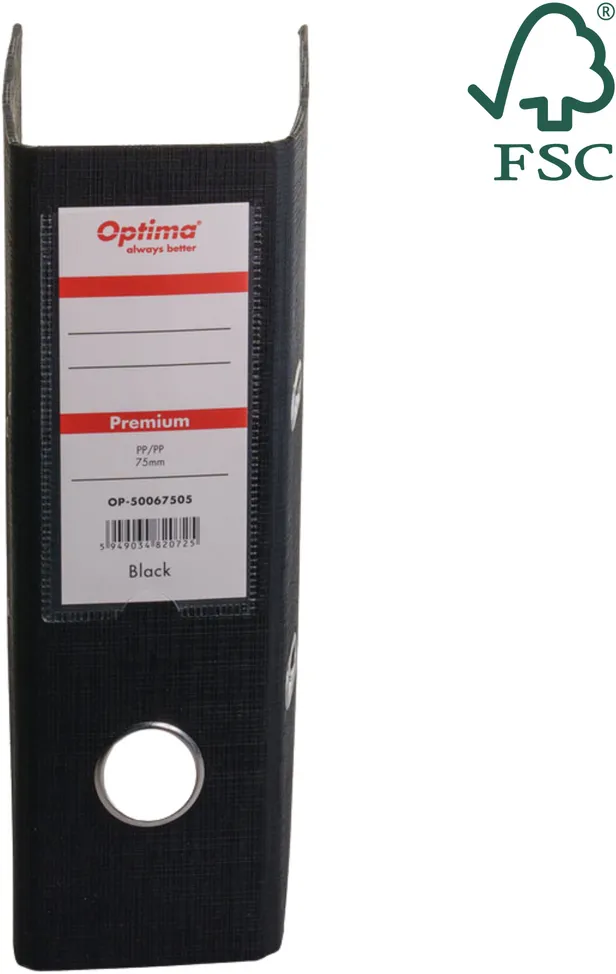 Optima - Clasic & Premium Biblioraft A5, plastifiat PP/PP, 75 mm, Optima Premium - negru