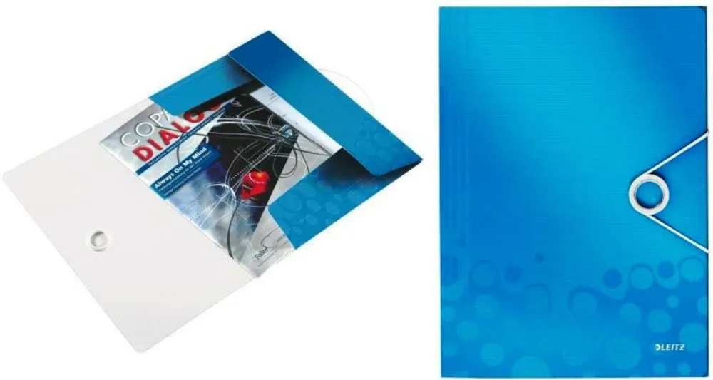 Leitz Mapa cu elastic LEITZ Wow, plastic PP - albastru metalizat