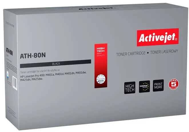 Toner imprimanta ACTIVEJET COMPATIBIL ATH-80N for HP printer; HP 80A CF280A replacement; Supreme; 3500 pages; black