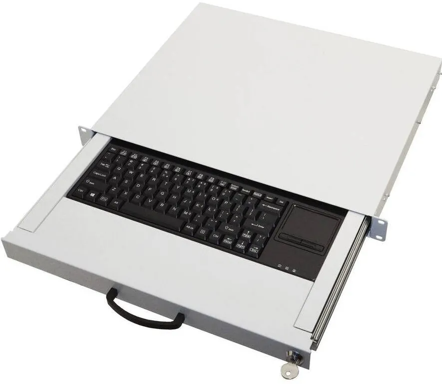 Aixcase 19" Rack 1U Tastatur US Touchpad USB Gri