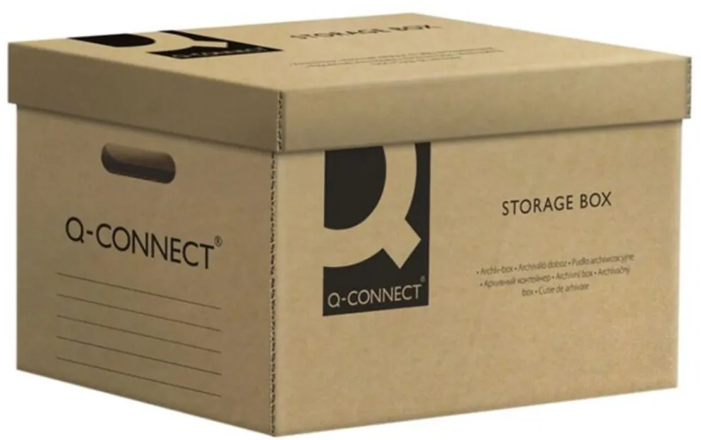 Q-CONNECT Container arhivare cu capac detasabil, 515x305x350mm, carton 483gsm, Q-Connect - gri/negru