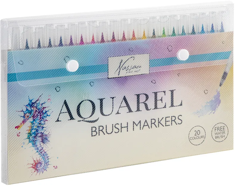 Set 20 markere Creative Craft, varf tip pensula pe baza de apa