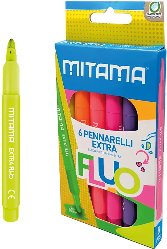 Set carioci Jumbo Mitama, culori fluo, 6 bucati
