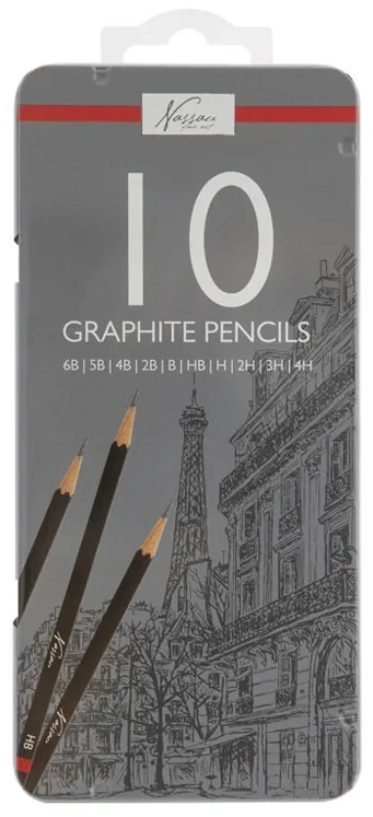 Set creioane grafit, Creative Craft, 10 bucati, duritati diferite