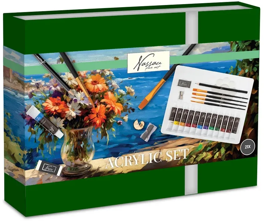 Set pictura Creative Craft, 21 piese, culori acrilice, paleta, creion HB, radiera