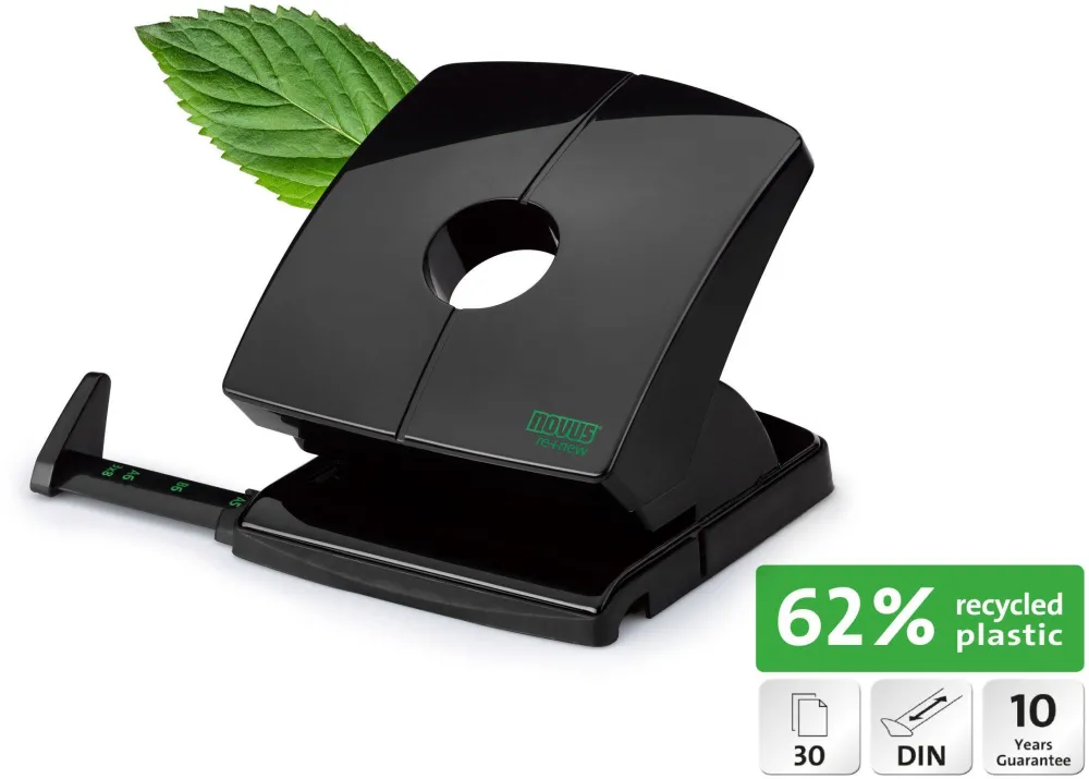 Perforator Novus B230 re+new, 30 coli, negru, 62% pp reciclat