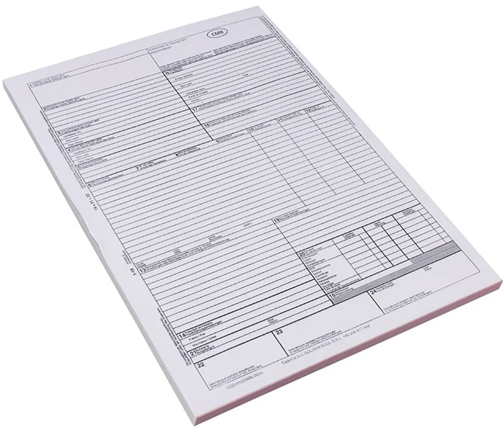 CMR, Format A4, 5 Exemplare, 30 seturi/carnet