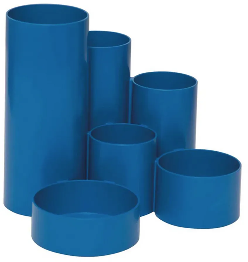 Suport instrumente scris Maul, 6 compartimente, plastic reciclat, albastru