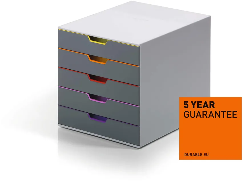 Organizator 5 sertare Durable Varicolor, gri/multicolor