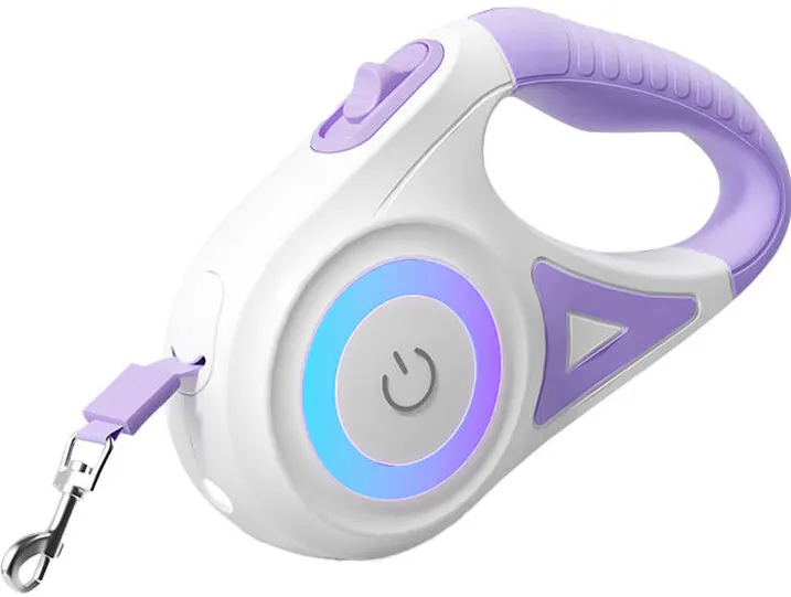 Rojeco Lesă automată pentru câini LED 5 m (violet)