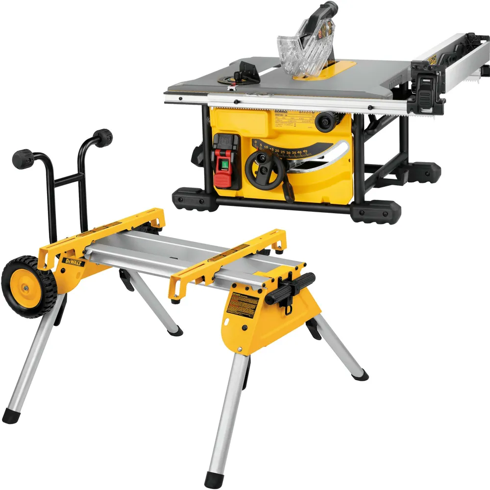 Fierastrau circular de masa DeWalt DWE7485RS 210 mm 1850 W cu cadru de baza, galben-negru