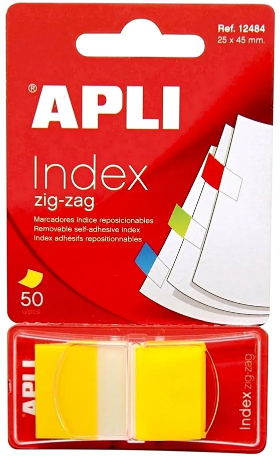 Index Apli, autoadeziv zig-zag, 24 x 45 mm, galben
