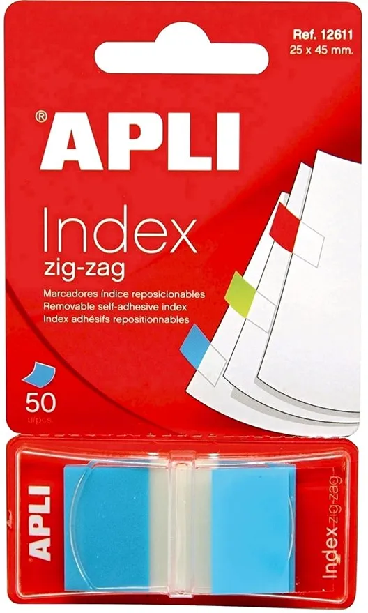 Index Apli, autoadeziv zig-zag, 24 x 45 mm, albastru