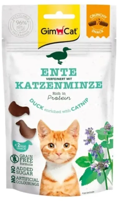 GIMCAT Crunchy Snacks Duck with Catnip – cat treat – 50g