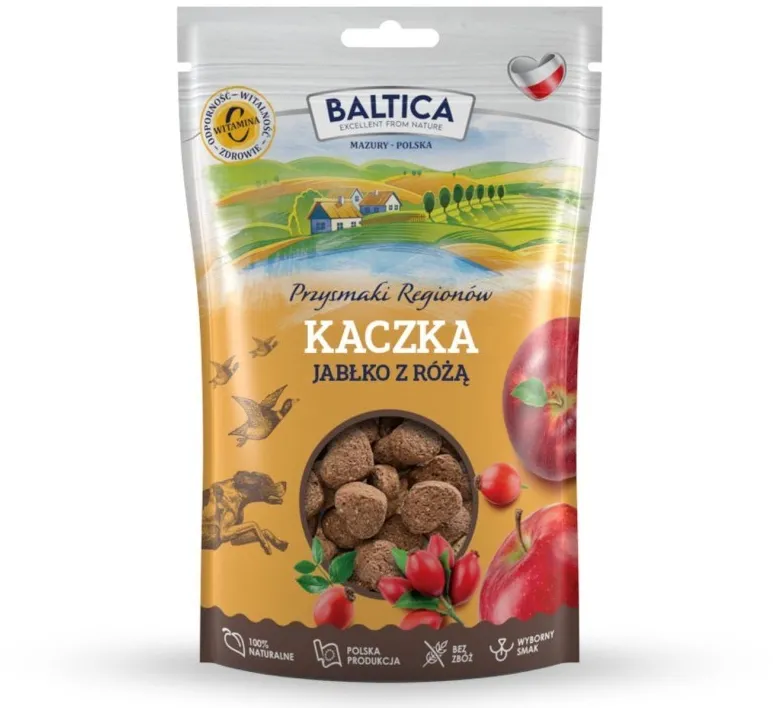 BALTICA Przysmaki regionów Duck with apple and rose - dog treat - 100g