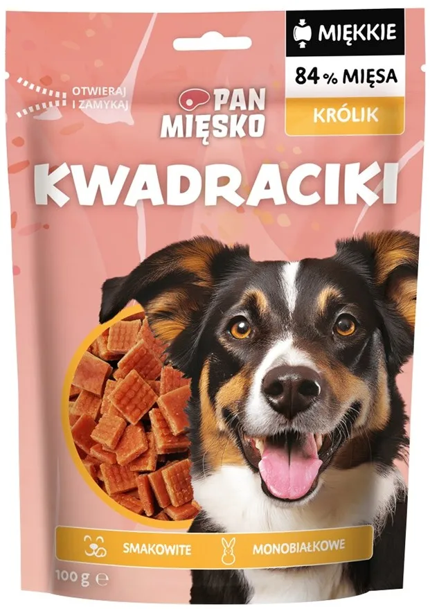 PAN MIĘSKO Squares Rabbit - dog treat - 100g