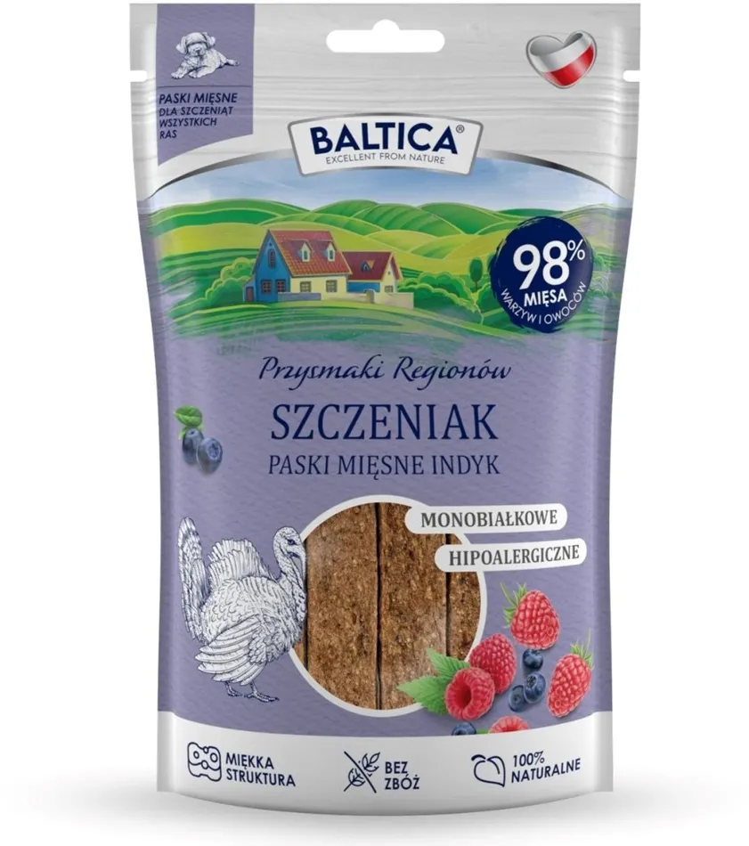 BALTICA Przysmaki Regionów Puppy Mono Meat Strips Turkey – dog treat – 90 g