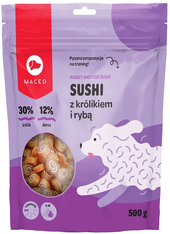 MACED Sushi with rabbit and fish - dog treat - 500g