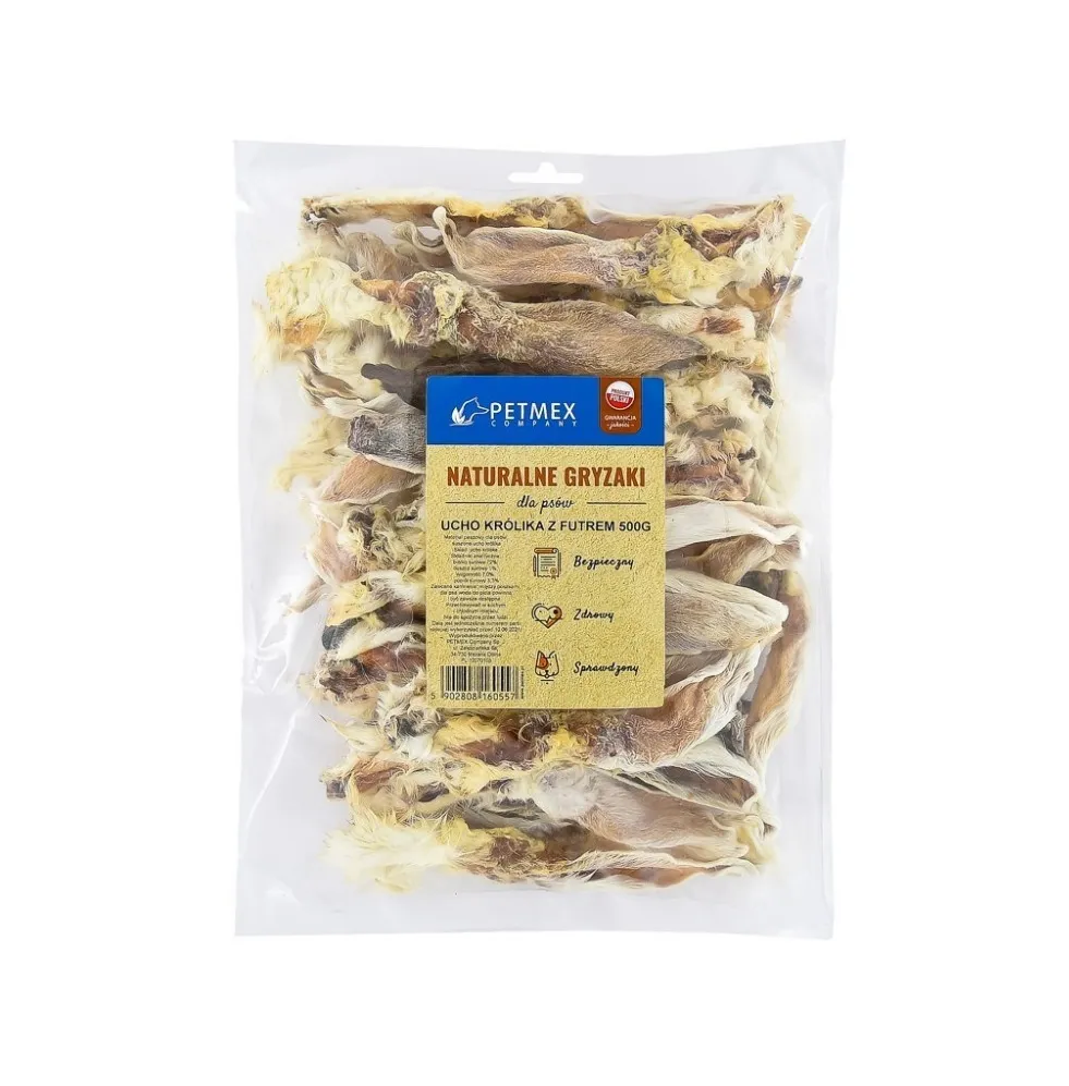 PETMEX dog chew Rabbit ear with fur 500g