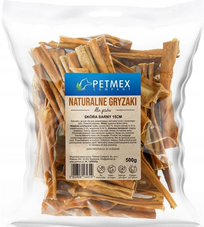 PETMEX Roe deer skin 15 cm - dog treat - 500g