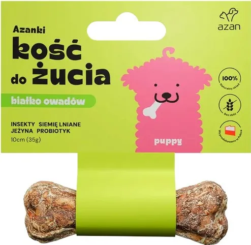 AZANKI Bone with Insects and Probiotic Puppy – Dog Treat – 10 cm
