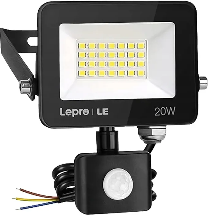 LEPRO 340013-DW-EU Proiector LED de 20 W, 2000 lm, 5000 K, IP65, cu senzor de mișcare