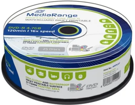 MediaRange DVD-R DVD 4,7GB 25pcs Cake 16x Waterguard Print