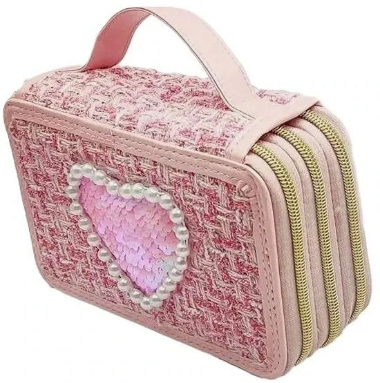 Jucarie creativa Nice Tweed pencil case 3 levels dark pink