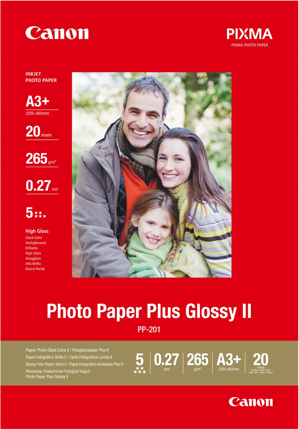 Canon PP-201 A 3+ 20 Sheet 265 g Photo Paper Plus Glossy II