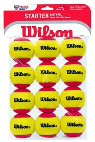 Set 12 mingi tenis de camp Wilson Starter Red, Verde/Rosu