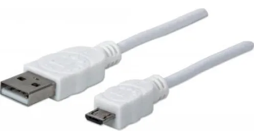 Cablu MANHATTAN Hi-Speed USB 2.0 cable A-type to micro-B M/M 1,8m white