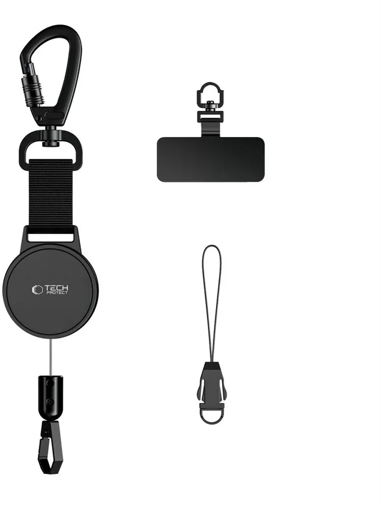 Tech-Protect UrbanLoop Anti-Theft Phone Holder with Retractable Lanyard - Black