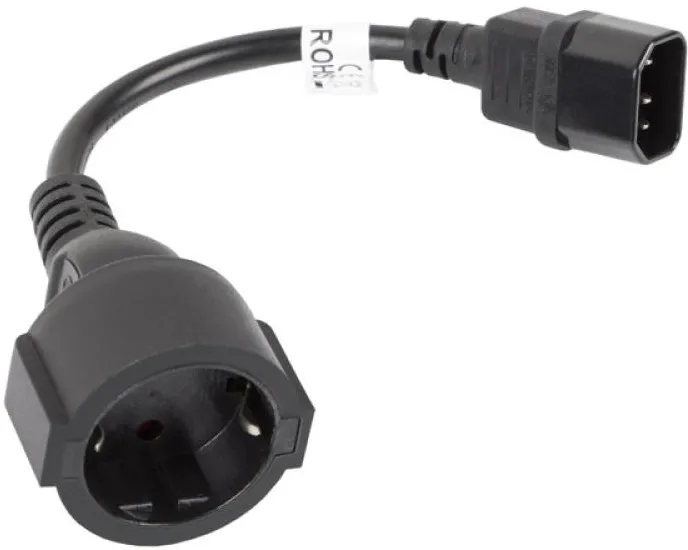 Cablu adaptor alimentare IEC C14 la Schuko mama LANBERG CA-C14E-10CC-0018-BK 20 cm negru