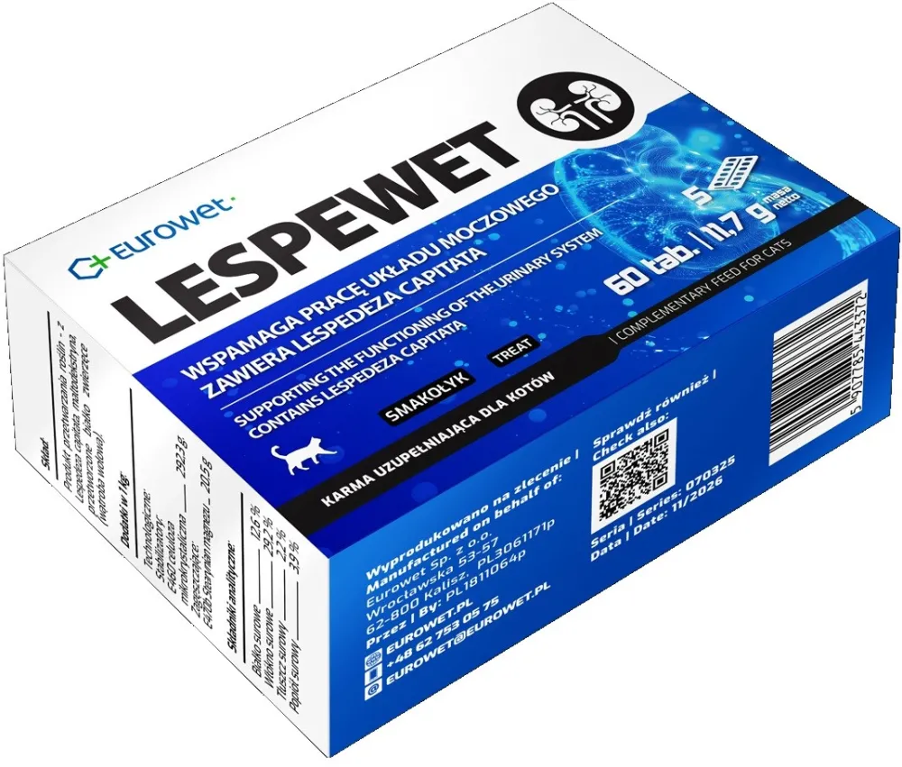 EUROWET Lespewet Urinary system - supplements for cats - 60 tablets