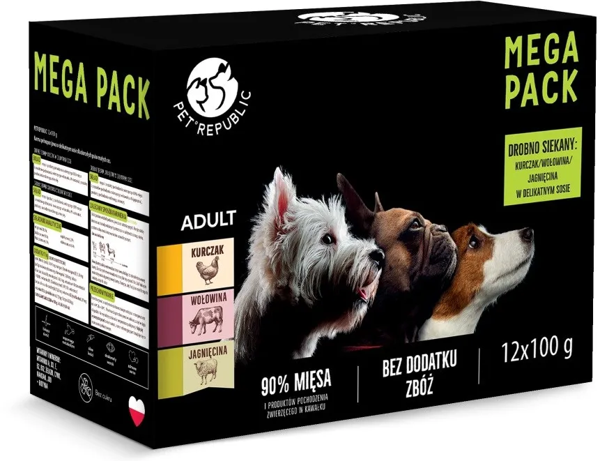 PETREPUBLIC Mega Pack Chicken, Beef, Lamb - wet dog food - 12x100g