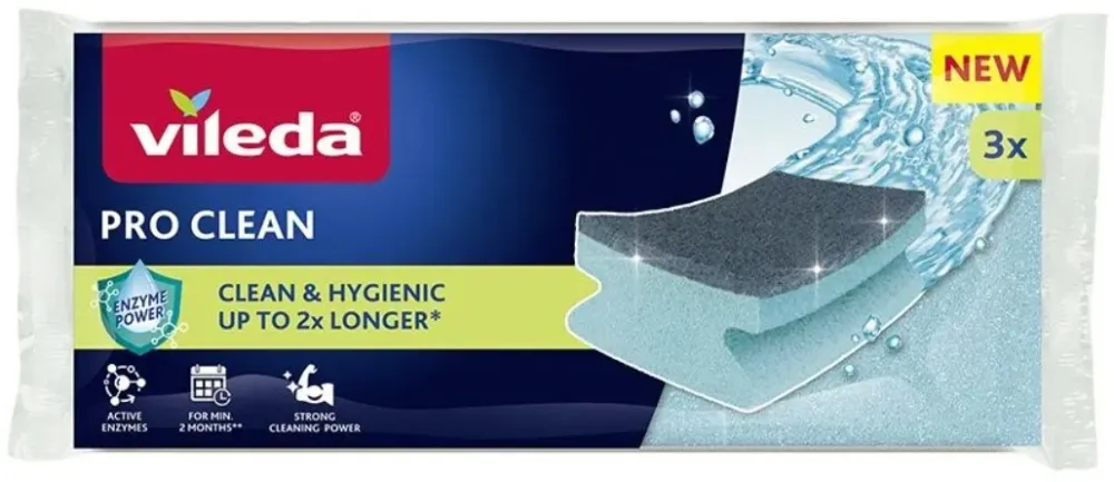 Vileda Pro Clean enzyme profiled scourer 3 pcs.