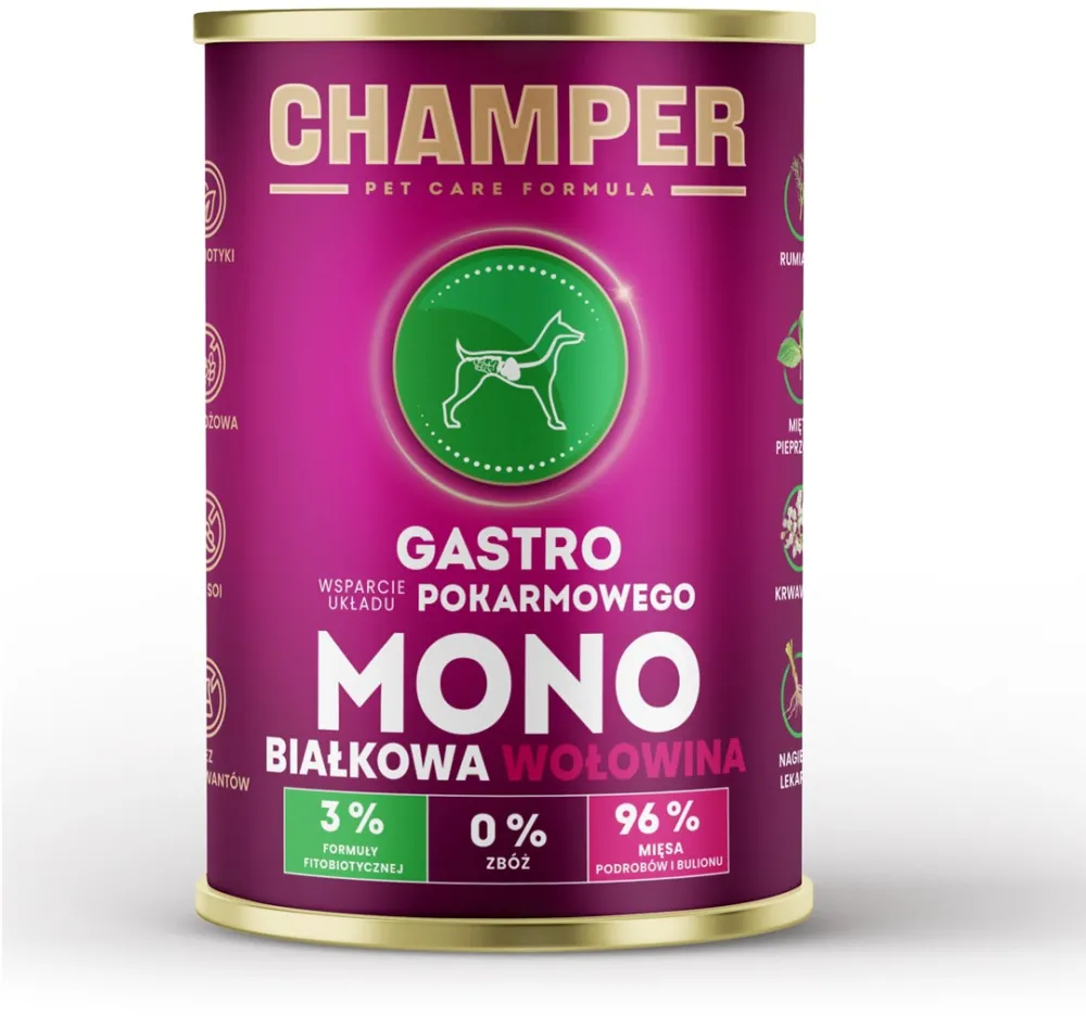 CHAMPER Gastro Monoprotein Beef - wet dog food - 400g