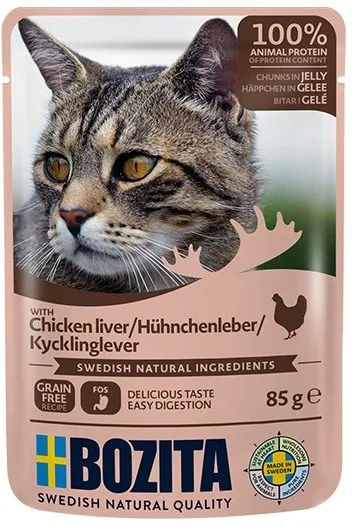 BOZITA Chicken liver Chunks in jelly - wet cat food - 85g