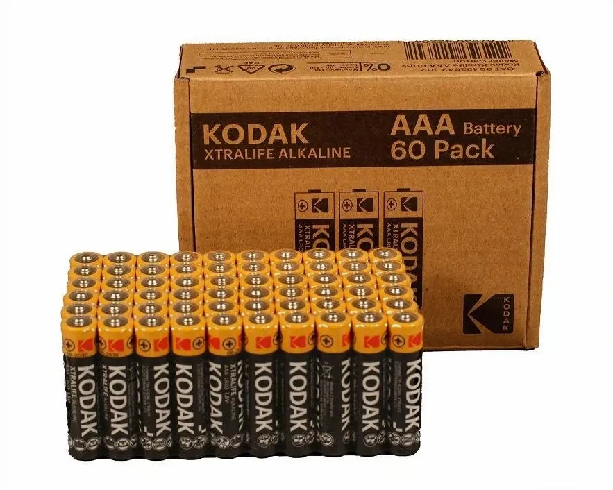 Kodak XTRALIFE AAA LR3 alkaline batteries, 60-pack