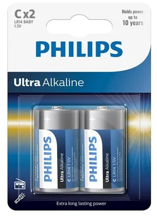 BATERIE ULTRA ALKALINE LR14 C BLISTER 2 BUC PHILIPS
