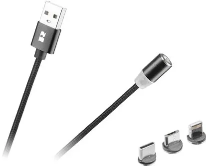 CABLU USB MAGNETIC 3 IN 1 100CM NEGRU REBEL