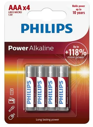BATERIE POWER ALKALINE LR3 AAA BLISTER 4 BUC PHILIPS