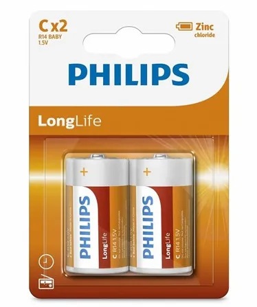 BATERIE LONGLIFE R14 C BLISTER 2 BUC PHILIPS