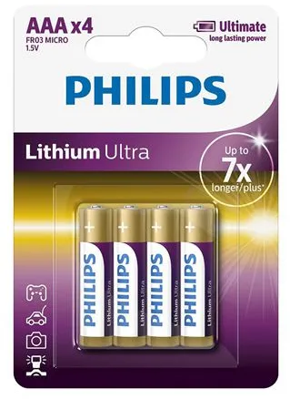 BATERIE LITHIUM ULTRA LR3 AAA BLISTER 4 BUC PHILIPS