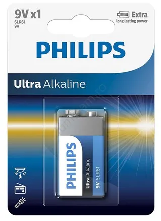BATERIE ULTRA ALKALINE 9V BLISTER 1 BUC PHILIPS