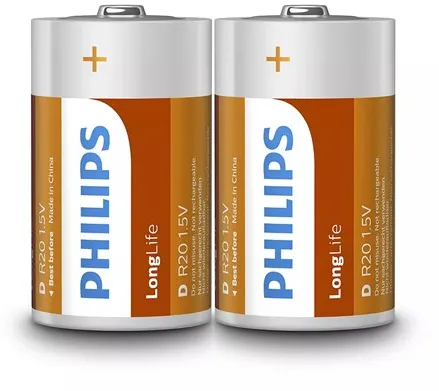 BATERIE LONGLIFE R20 D FOLIE  2 BUC PHILIPS