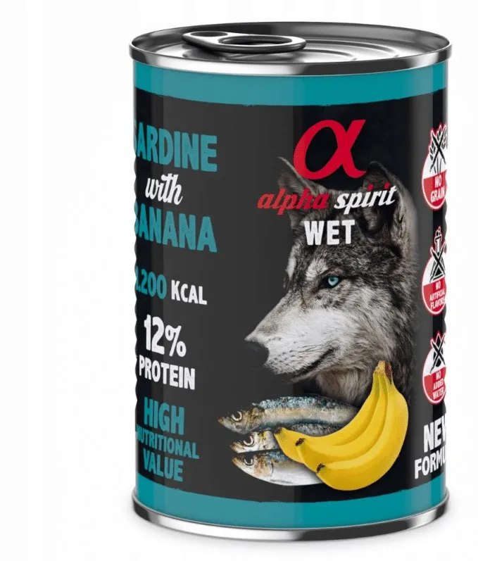 ALPHA SPIRIT WET Sardine with banana - wet dog food - 400g