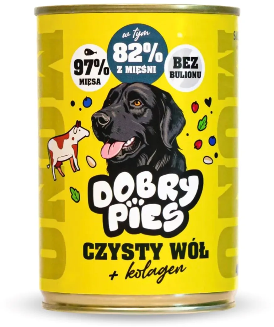DOBRY PIES Mono Pure Ox + Collagen – wet dog food – 400g