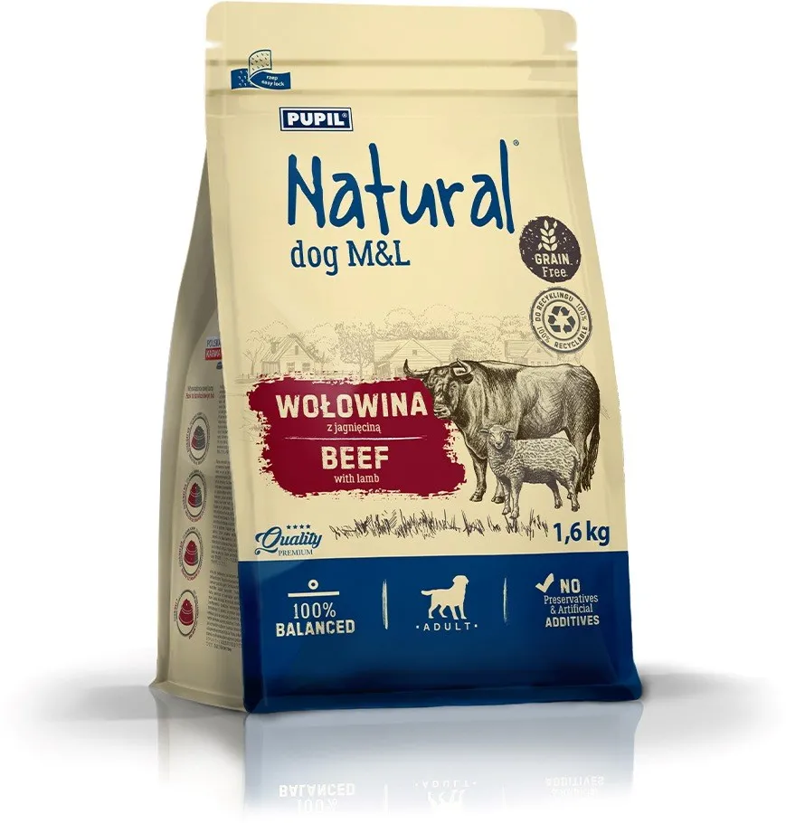 NATURAL Beef with lamb M&L - dry dog food - 1,6kg